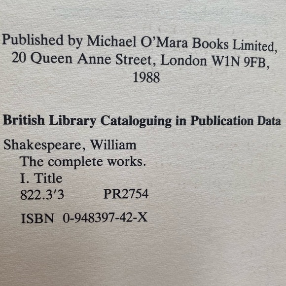 Vintage Shakespeare The Complete Work 1988 ISBN 0-948397-42-X ISBN 9780948397424 - Picture 9 of 16